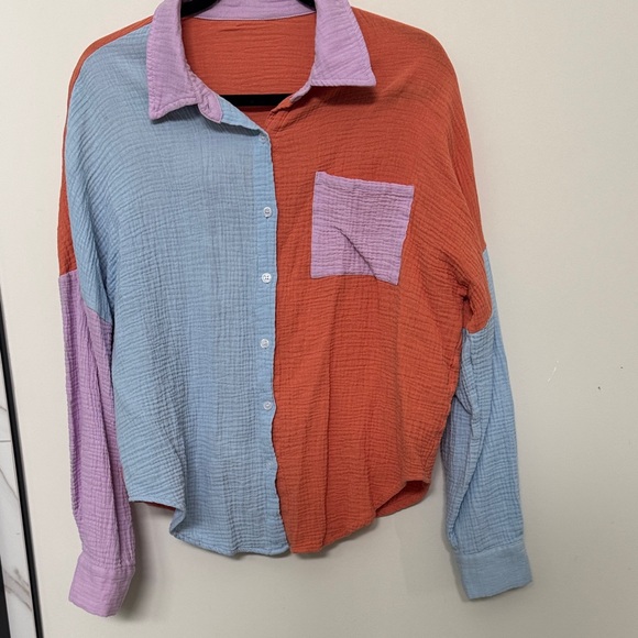 Colorblock Button-Up Shirt - Picture 1 of 4